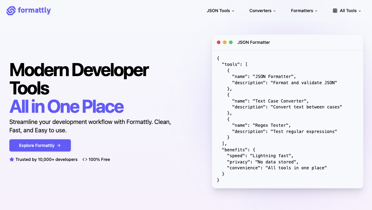 Free Online Formatter for JSON, CSV, YAML & Markdown | Formattly
